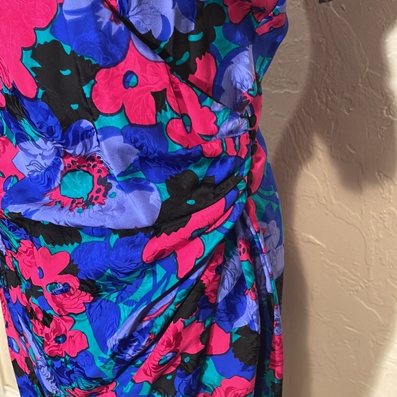 Flora Kung Bright Floral Va Va Voom Silk Dress - Picture 3 of 6